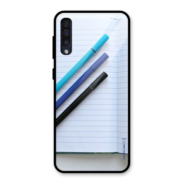 Notebook And Pens Glass Back Case for Galaxy A50s