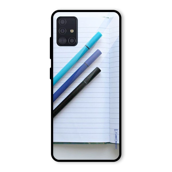 Notebook And Pens Glass Back Case for Galaxy A51