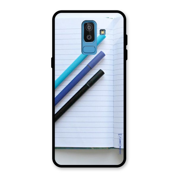 Notebook And Pens Glass Back Case for Galaxy J8