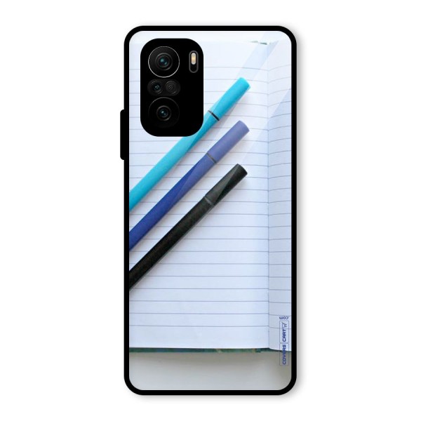 Notebook And Pens Glass Back Case for Mi 11x