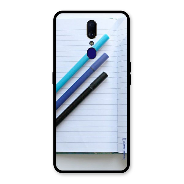 Notebook And Pens Glass Back Case for Oppo F11