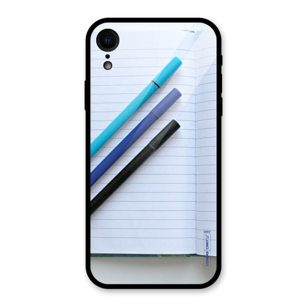 Notebook And Pens Glass Back Case for XR