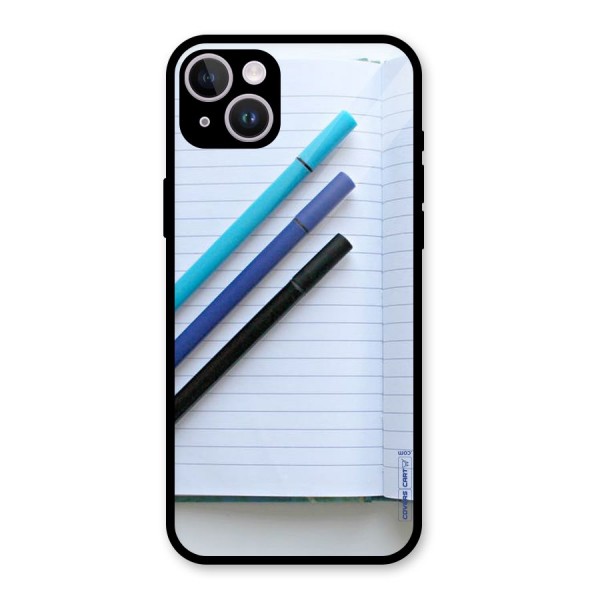Notebook And Pens Glass Back Case for iPhone 14 Plus