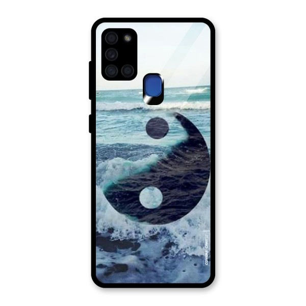 Oceanic Peace Design Glass Back Case for Galaxy A21s