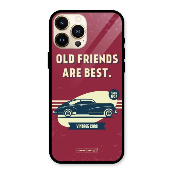 Old Friends Vintage Car Glass Back Case for iPhone 13 Pro Max