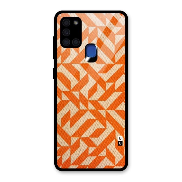 Orange Beige Pattern Glass Back Case for Galaxy A21s