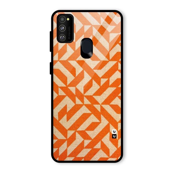 Orange Beige Pattern Glass Back Case for Galaxy M21