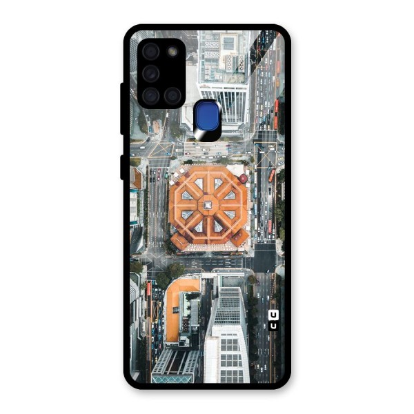 Orange Dome Glass Back Case for Galaxy A21s