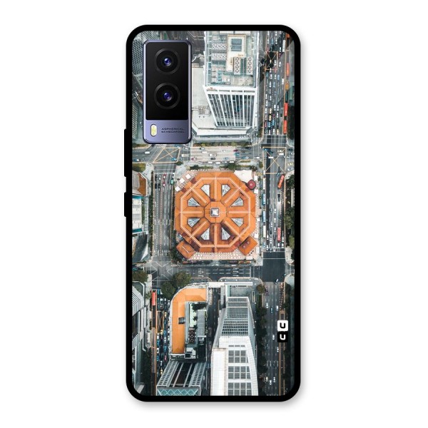 Orange Dome Glass Back Case for Vivo V21e 5G