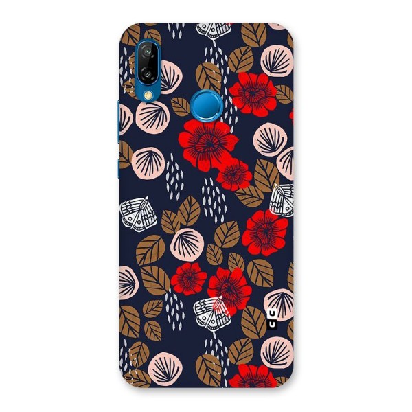 Orange Flora Back Case for Huawei P20 Lite