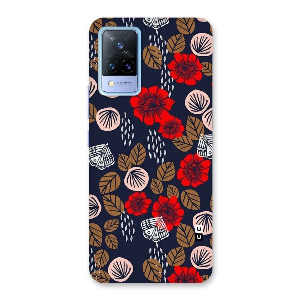 Orange Flora Back Case for Vivo V21 5G