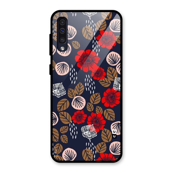 Orange Flora Glass Back Case for Galaxy A50s