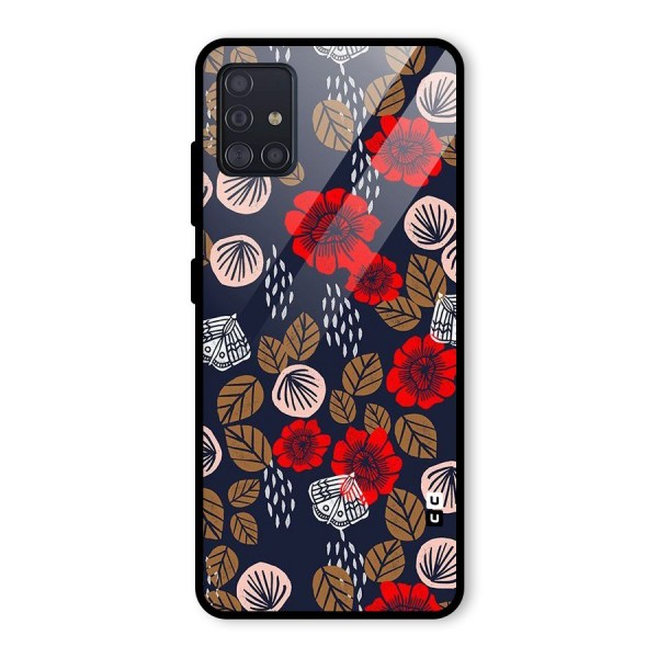 Orange Flora Glass Back Case for Galaxy A51