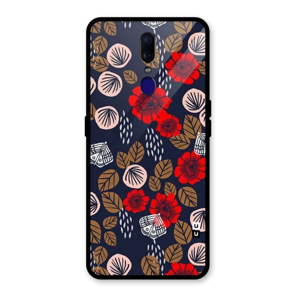 Orange Flora Glass Back Case for Oppo F11