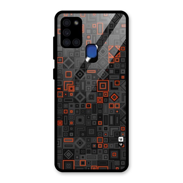 Orange Shapes Abstract Glass Back Case for Galaxy A21s