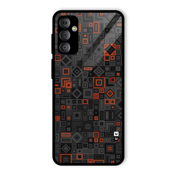 Orange Shapes Abstract Glass Back Case for Galaxy F23