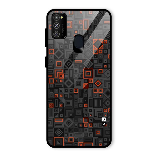 Orange Shapes Abstract Glass Back Case for Galaxy M21