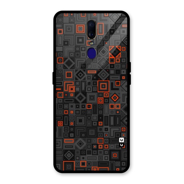 Orange Shapes Abstract Glass Back Case for Oppo F11