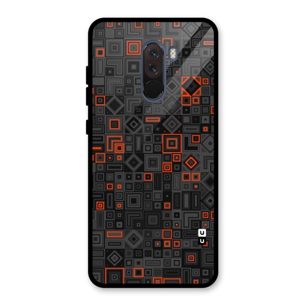 Orange Shapes Abstract Glass Back Case for Poco F1