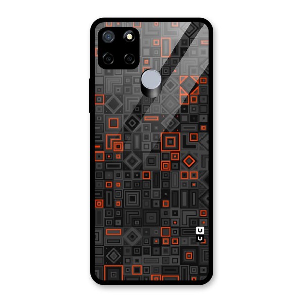 Orange Shapes Abstract Glass Back Case for Realme C15