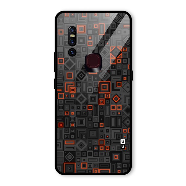 Orange Shapes Abstract Glass Back Case for Vivo V15