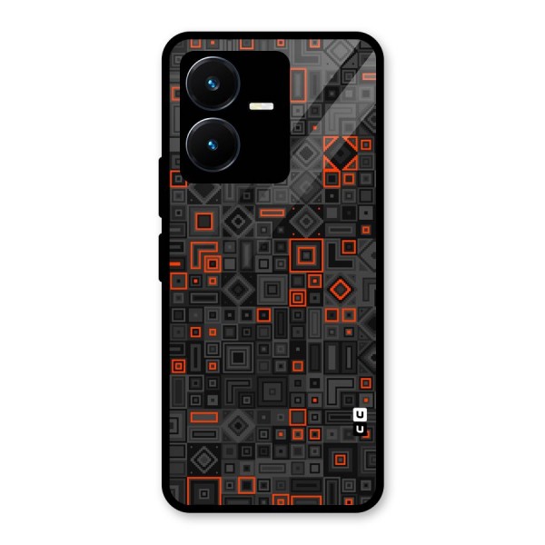 Orange Shapes Abstract Glass Back Case for Vivo Y22