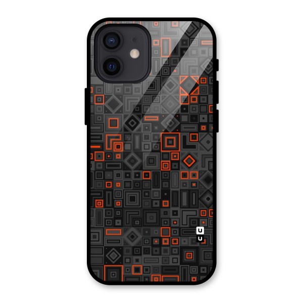 Orange Shapes Abstract Glass Back Case for iPhone 12