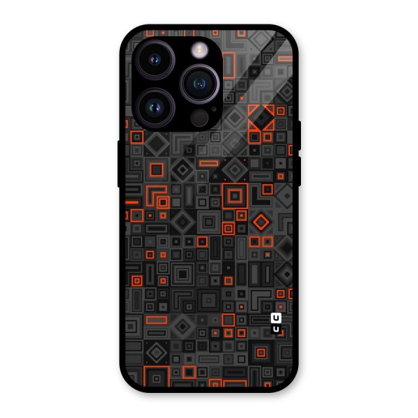 Orange Shapes Abstract Glass Back Case for iPhone 14 Pro