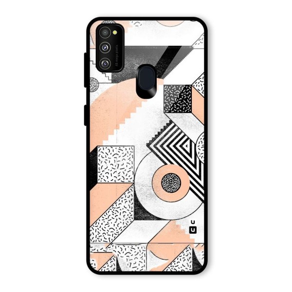 Orange Zig Zag Glass Back Case for Galaxy M21