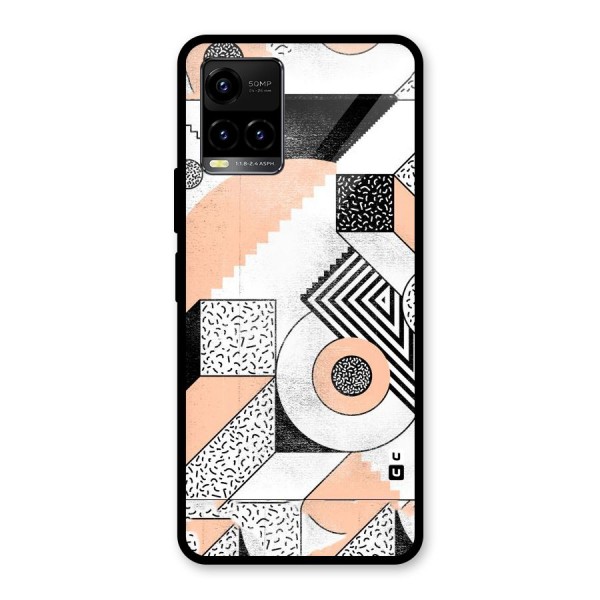 Orange Zig Zag Glass Back Case for Vivo Y33s