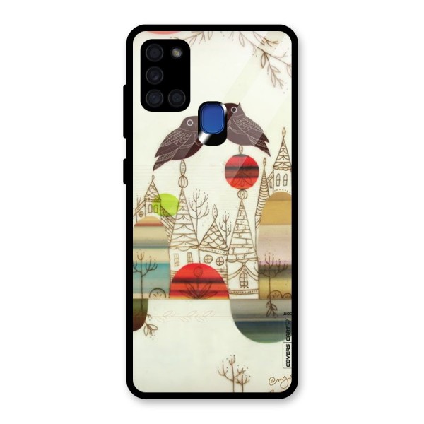 Owl Art Glass Back Case for Galaxy A21s