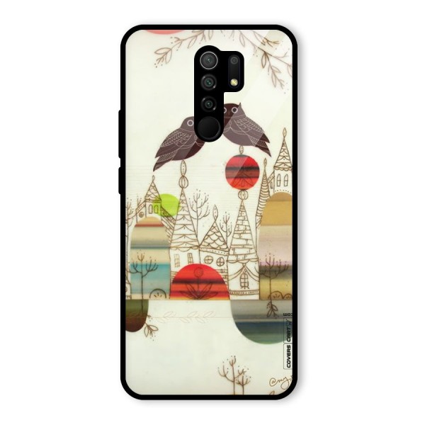 Owl Art Glass Back Case for Redmi 9 Prime