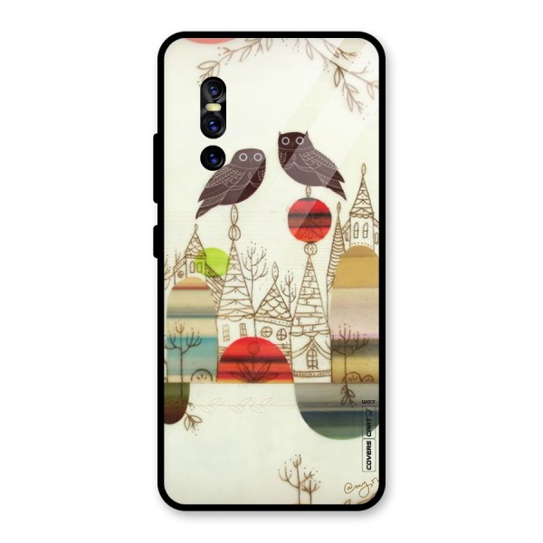 Owl Art Glass Back Case for Vivo V15 Pro