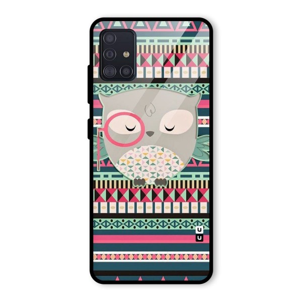 Owl Cute Pattern Glass Back Case for Galaxy A51