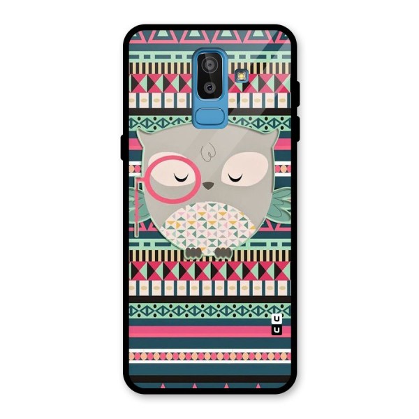 Owl Cute Pattern Glass Back Case for Galaxy J8