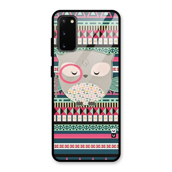 Owl Cute Pattern Glass Back Case for Galaxy S20