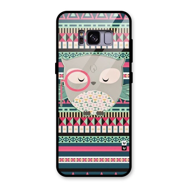 Owl Cute Pattern Glass Back Case for Galaxy S8