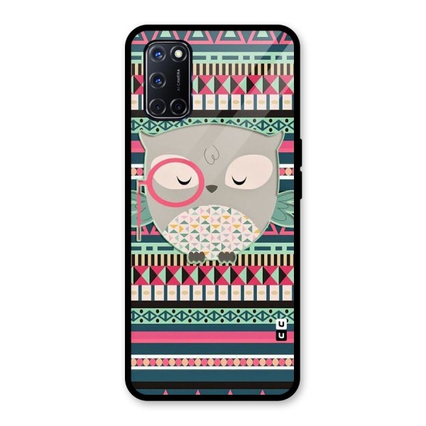 Owl Cute Pattern Glass Back Case for Oppo A52