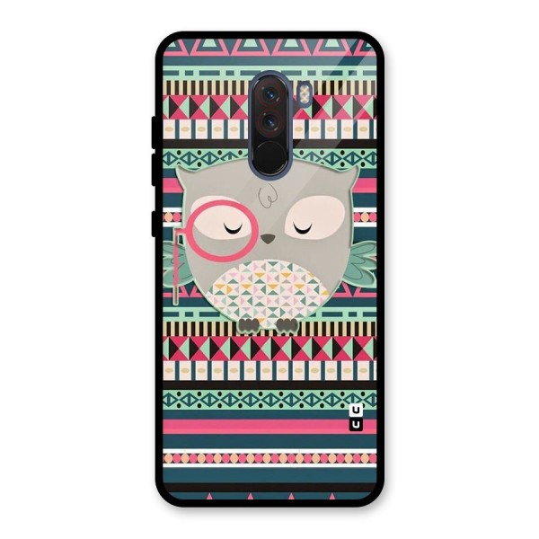 Owl Cute Pattern Glass Back Case for Poco F1