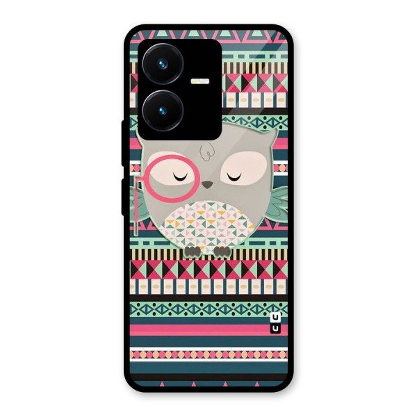 Owl Cute Pattern Glass Back Case for Vivo Y22