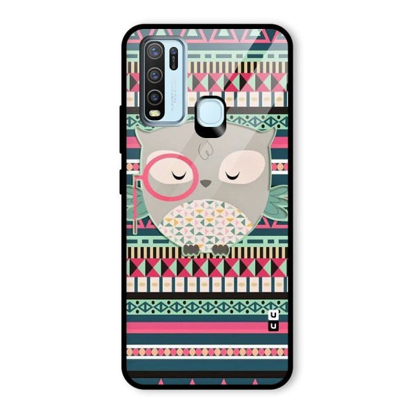 Owl Cute Pattern Glass Back Case for Vivo Y30