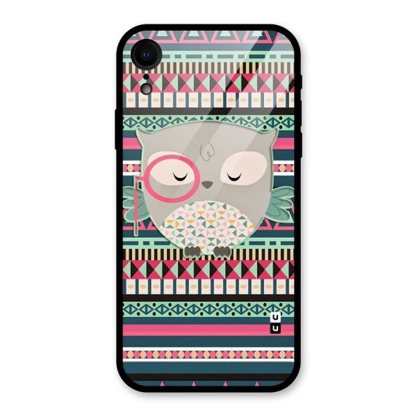 Owl Cute Pattern Glass Back Case for XR