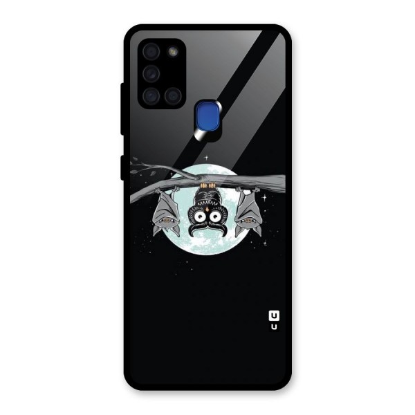 Owl Hanging Glass Back Case for Galaxy A21s