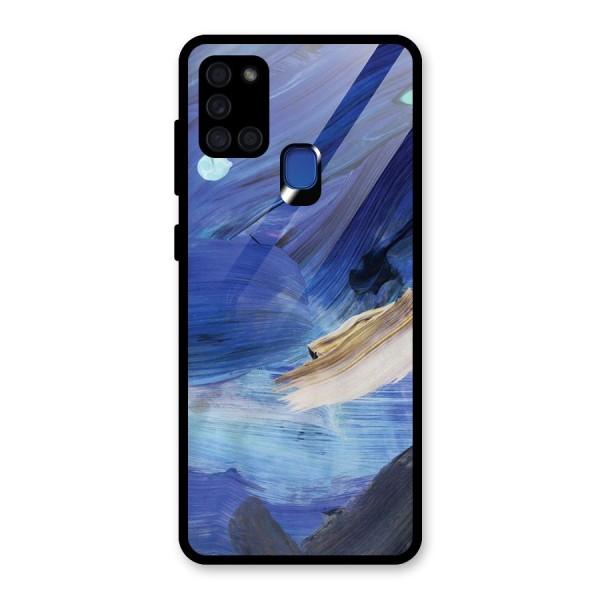 Paint Brush Strokes Glass Back Case for Galaxy A21s