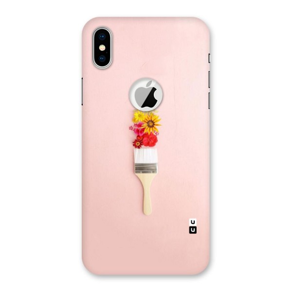 Painted Flowers Back Case for iPhone XS Logo Cut