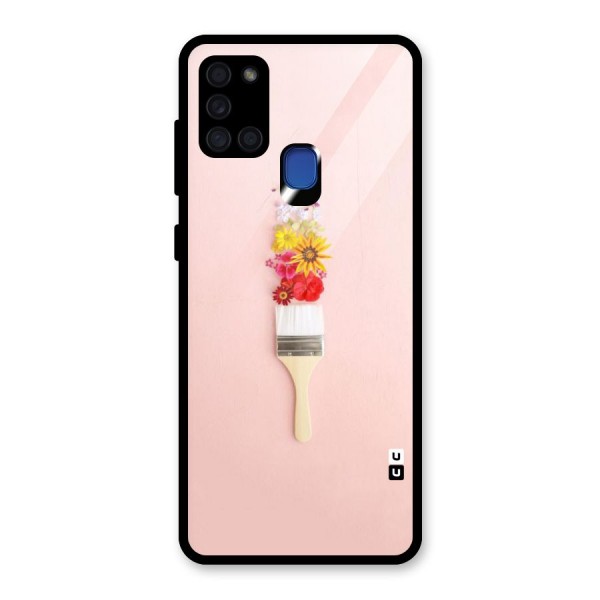 Painted Flowers Glass Back Case for Galaxy A21s