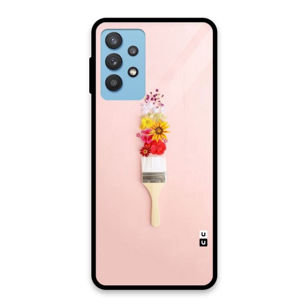 Painted Flowers Glass Back Case for Galaxy M32 5G