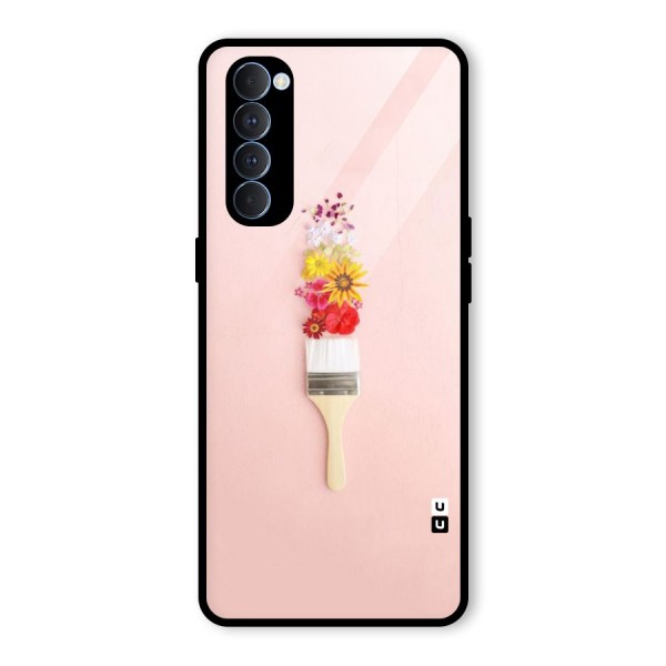 Painted Flowers Glass Back Case for Oppo Reno4 Pro