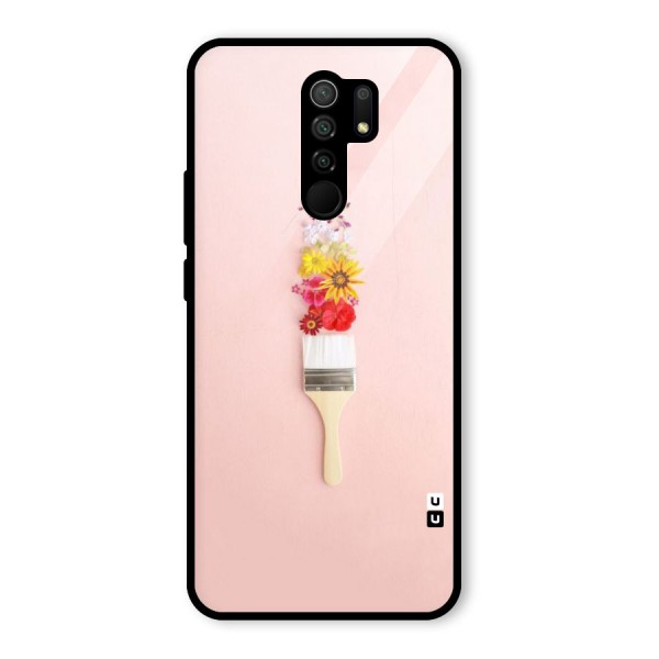 Painted Flowers Glass Back Case for Redmi 9 Prime