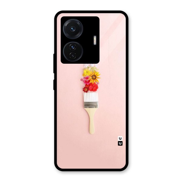 Painted Flowers Glass Back Case for Vivo T1 Pro